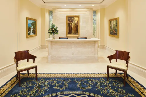 The recommend desk at the Rome Italy Temple.