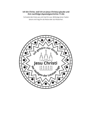 Seite mit der Aktivität: Ich bin Christ, weil ich an Jesus Christus glaube und ihm nachfolge