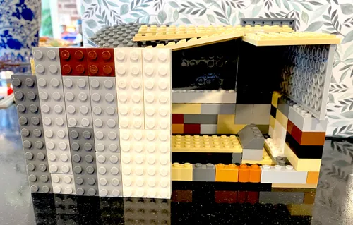 Child’s depiction of the empty tomb made with building bricks