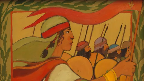 Deborah walking with the Israelite army