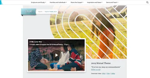 screenshot of website for Latter-day Saint youth