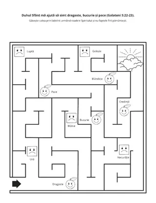 Pagină cu activități: Duhul Sfânt mă ajută să simt dragoste