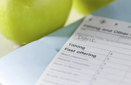 close-up of tithing slip