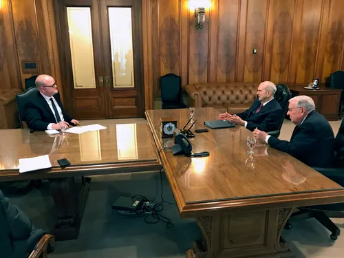 President Nelson being interviewed by writer of magazine article