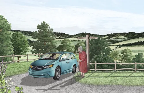 drive through English countryside