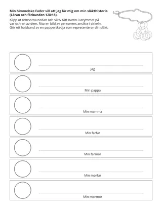 aktivitetssida: Min himmelske Fader vill att jag ska lära mig om min släkts historia