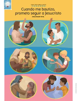 Jesus being baptized and serving others