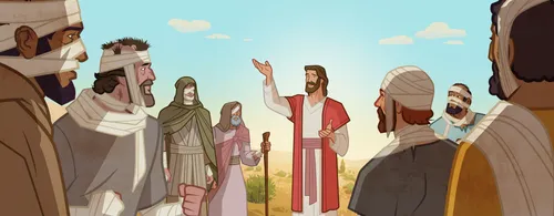 The men ask Jesus to heal them.