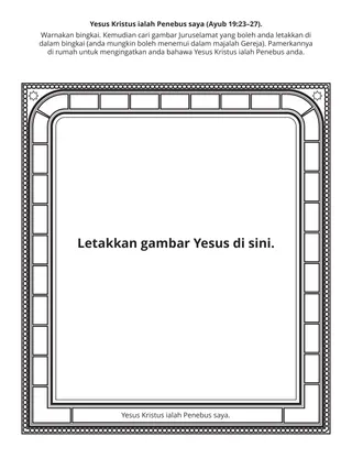 Halaman aktiviti Sekolah Primer: Yesus Kristus ialah Penebus saya