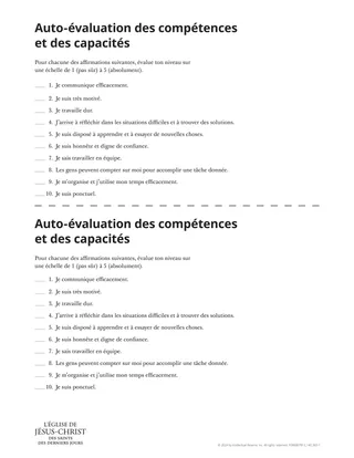 Auto-évaluation des compétences et des capacités