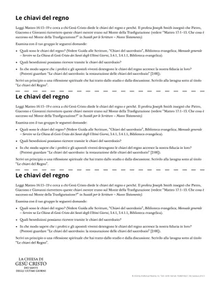 Scheda Le chiavi del regno