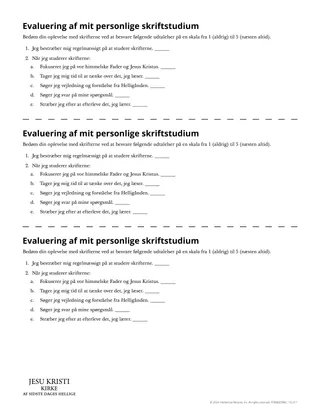 Evaluering af mit personlige skriftstudium