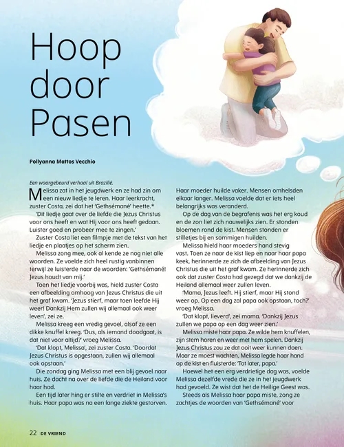 Pdf met illustratie van een meisje dat in gedachten haar vader omhelst