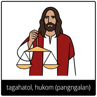 simbolo ng ebanghelyo para sa tagahatol, hukom (pangngalan)