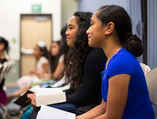 young women in class