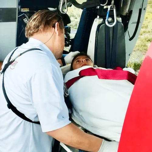 young man on stretcher