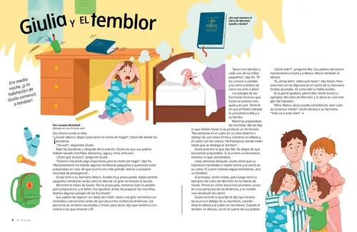Página en PDF de una niña escondida debajo de su escritorio en un terremoto