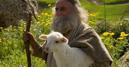 shepherd carrying the lost lamb