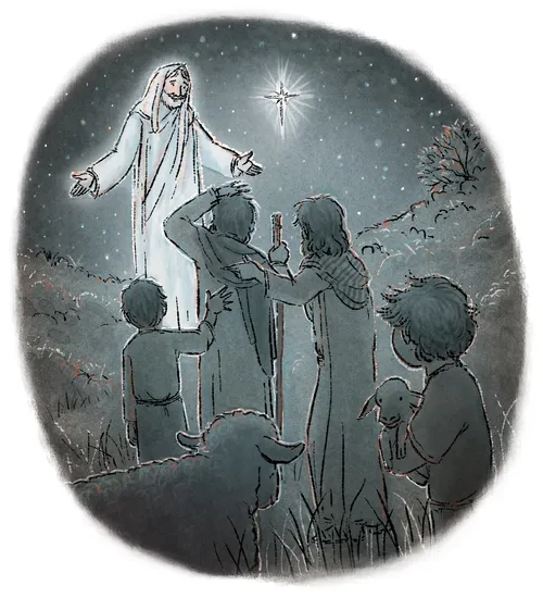 angel appearing to shepherds