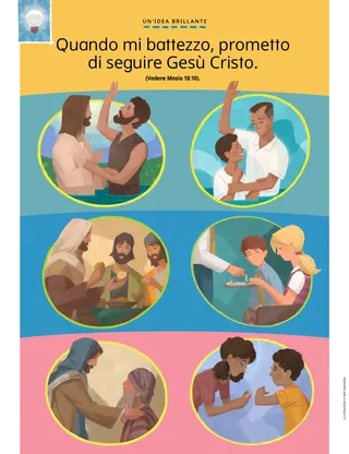 Jesus being baptized and serving others