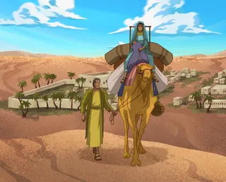 Abraham and Sarah travel with camel