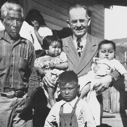 Spencer W. Kimball with Native American children