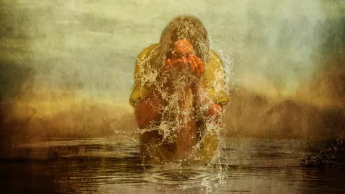 person splashing water on face