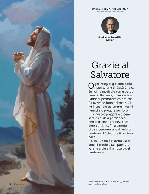 PDF della pagina con un’illustrazione di Gesù Cristo che prega, oltre a un’attività da colorare con bambini felici all’aperto con il sole che splende