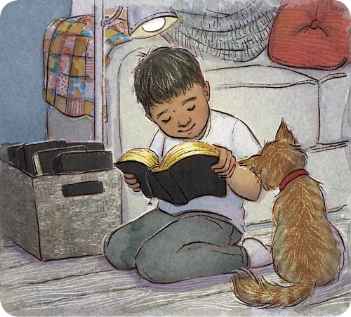 modern boy reading Bible