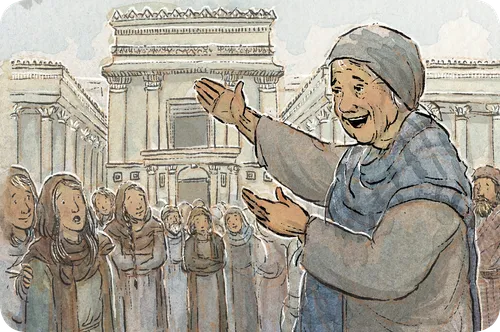 Anna proclaiming to crowd