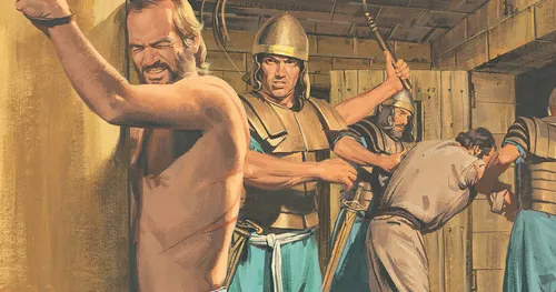 Paul and Silas are whipped and put in prison. - ch.61-4