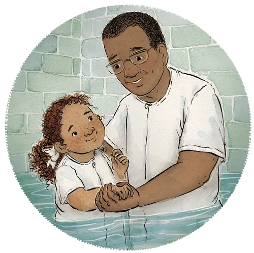 Girl getting baptized