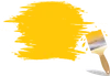 brush with yellow paint paiting wall