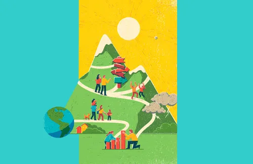 people climbing a mountain