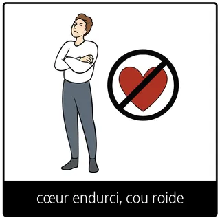 pictogramme de l’Évangile pour « cœur endurci, cou roide »