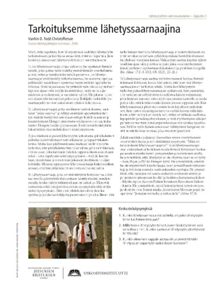 Tarkoituksemme lähetyssaarnaajina -moniste