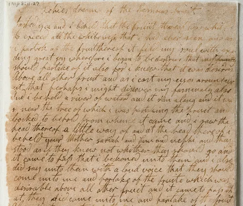 kabahin sa pahina sa orihinal nga manuskrito sa Basahon ni Mormon