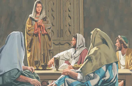 woman standing before Jesus