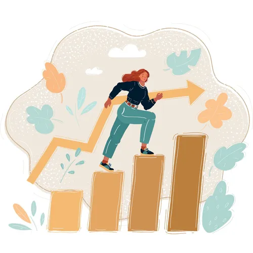 young adult woman climbing blocks