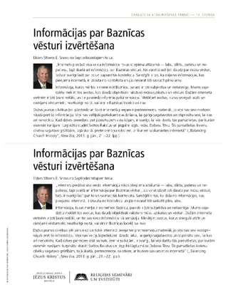 izdales materiāls, Informācijas par Baznīcas vēsturi izvērtēšana