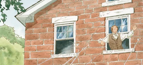 Second story of Carthage Jail, Joseph falling out of the window, being shot. Chapter -10 (D&C 135:1)