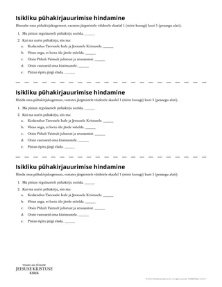 Isikliku pühakirjauurimise hindamine