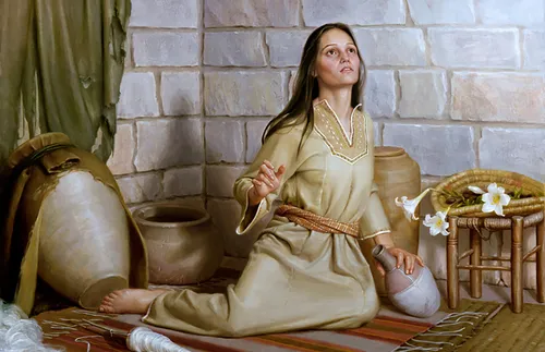 Mary seeing the angel Gabriel