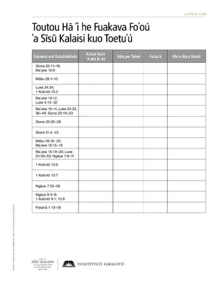 handout, New Testament Appearances of the Resurrected Jesus Christ