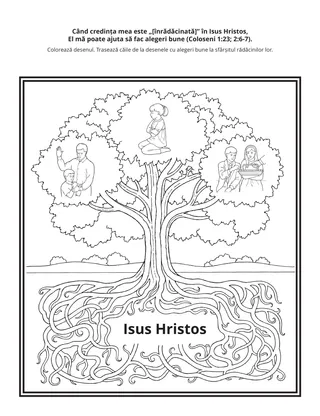 pagină cu activități: Când credința mea este înrădăcinată în Isus Hristos