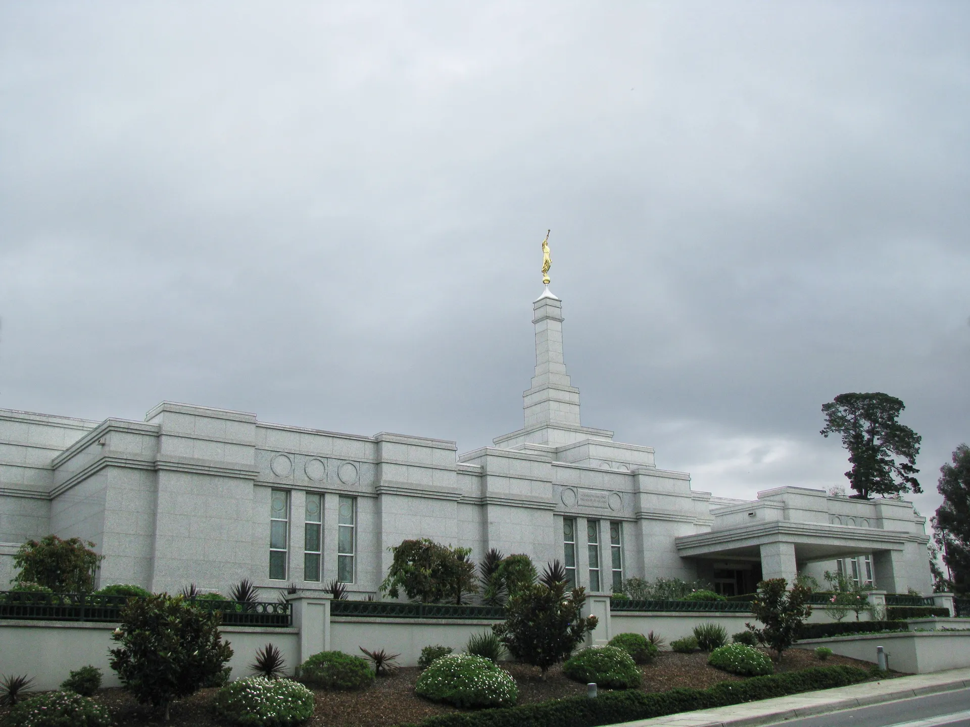 The Melbourne Australia Temple on a cloudy day.