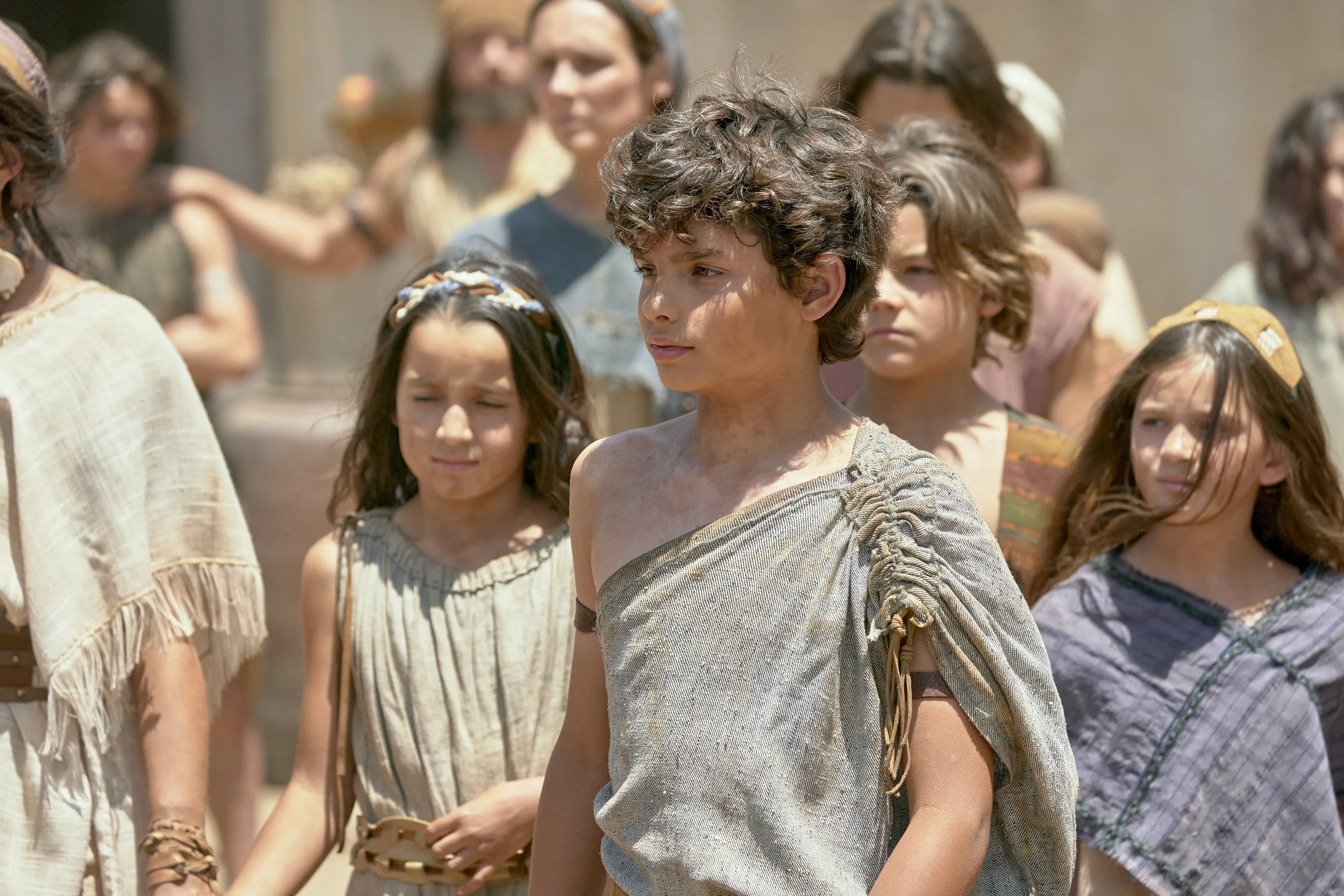 Lehi's grandchildren listen to him teach.