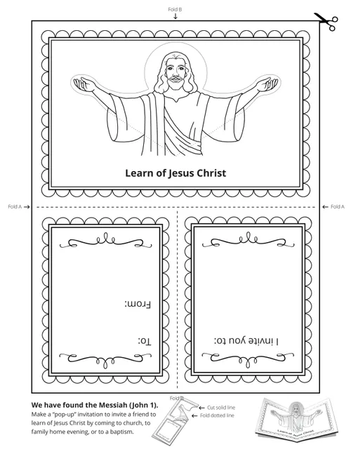 A black-and-white illustration of Christ.