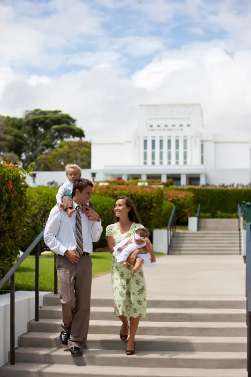 young family near Laie Hawaii Temple