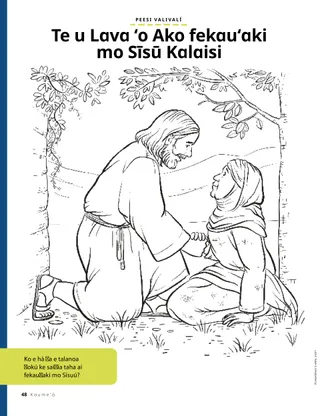 coloring page of Jesus helping a woman